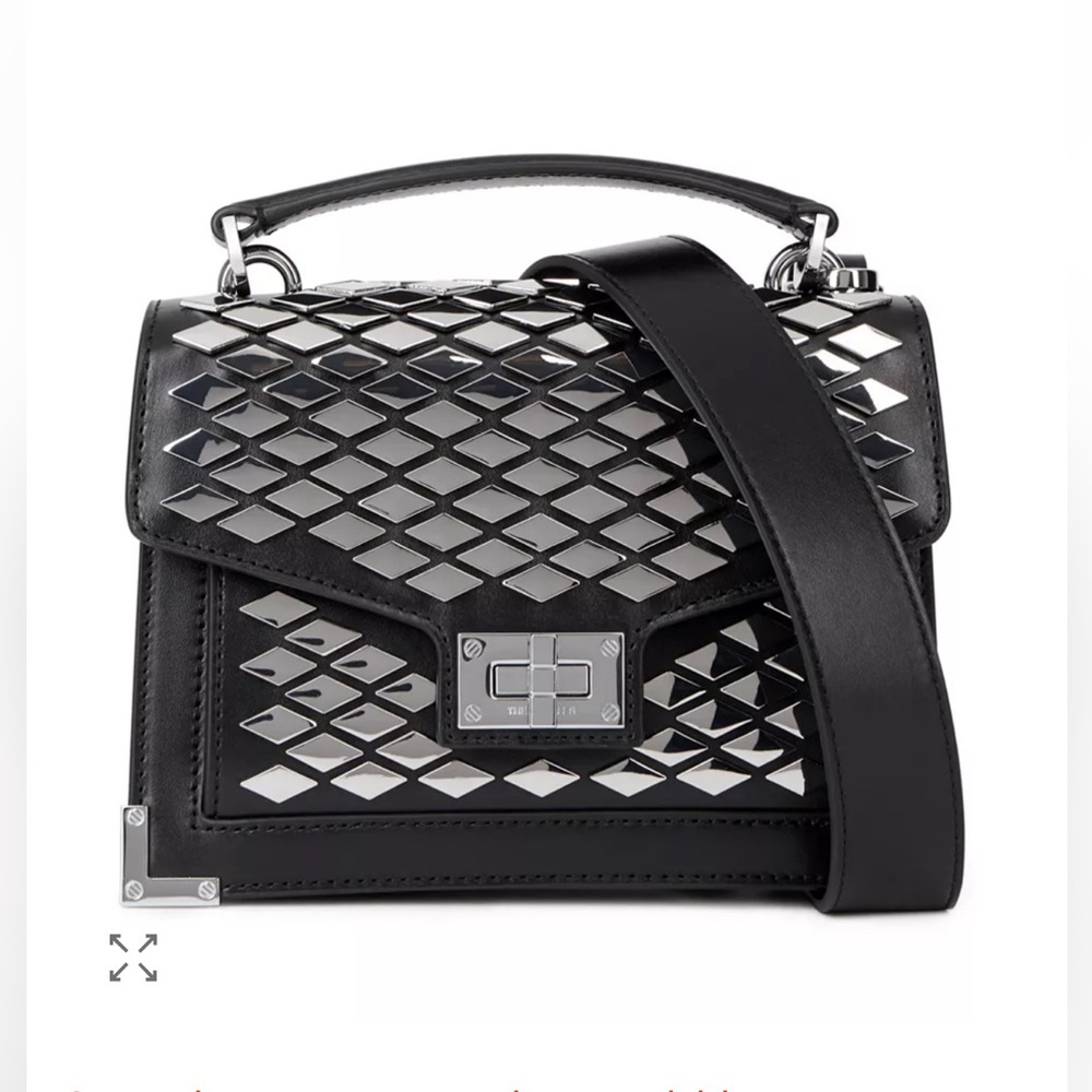 The Kooples Emily Studded Leather Satchel Bag Black NWT Crossbody
